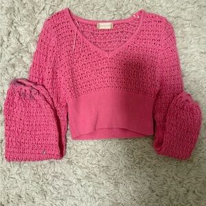 Altar’d State Pink Knit Cropped Sweater
